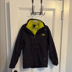 The North Face Black and Green Ski Jacket with Hood